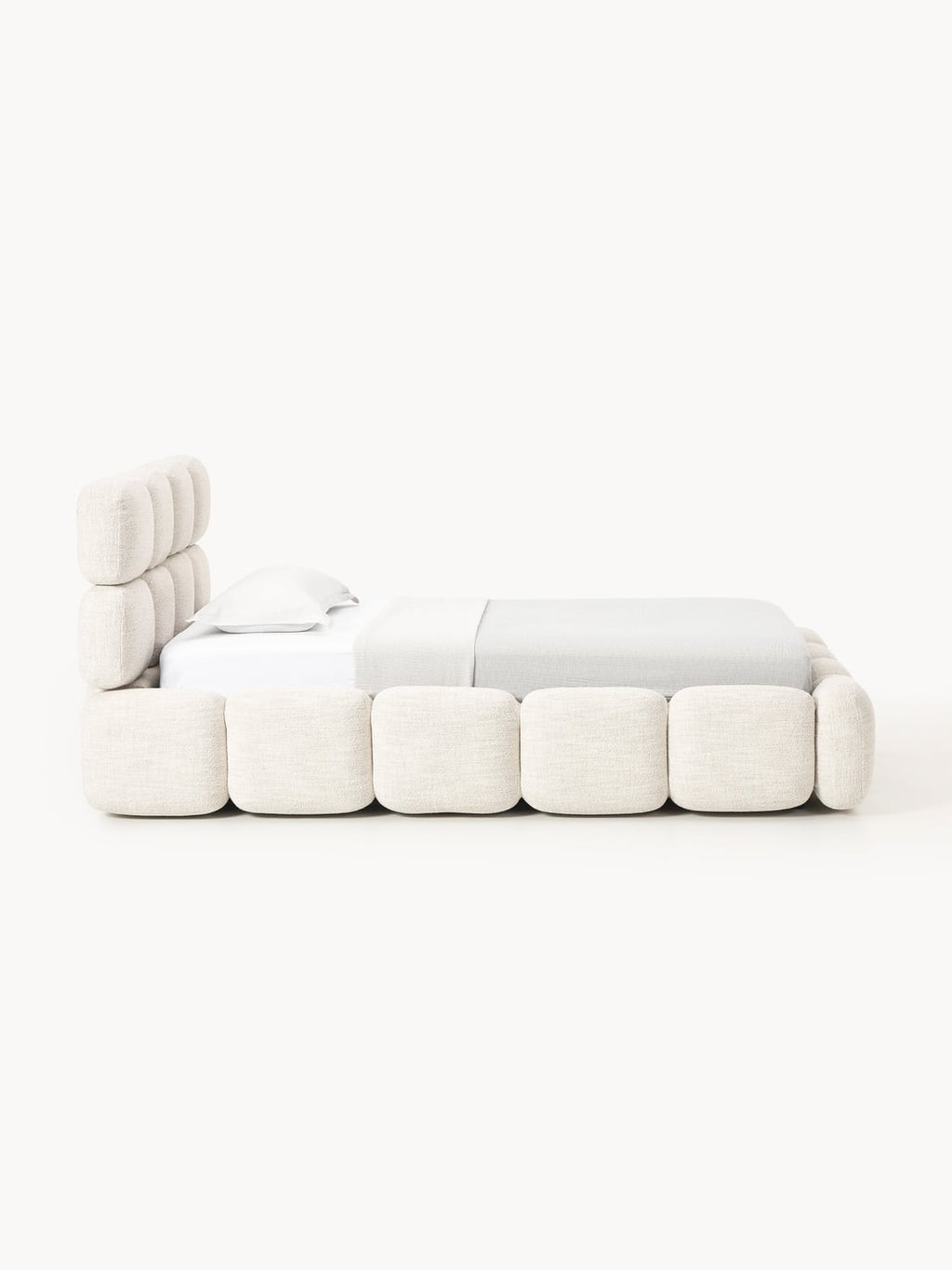 Tayla Single Bed in Teddy Bouclé — Ivory