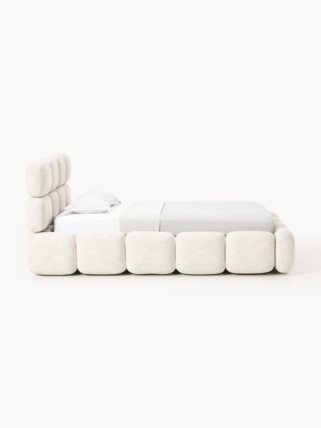 Tayla Single Bed in Teddy Bouclé — Ivory