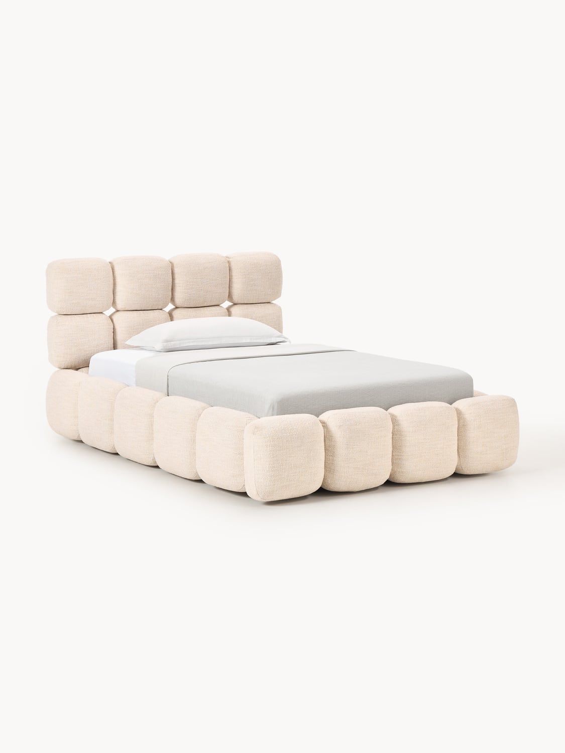 Tayla Single Bed in Teddy Bouclé — Cream