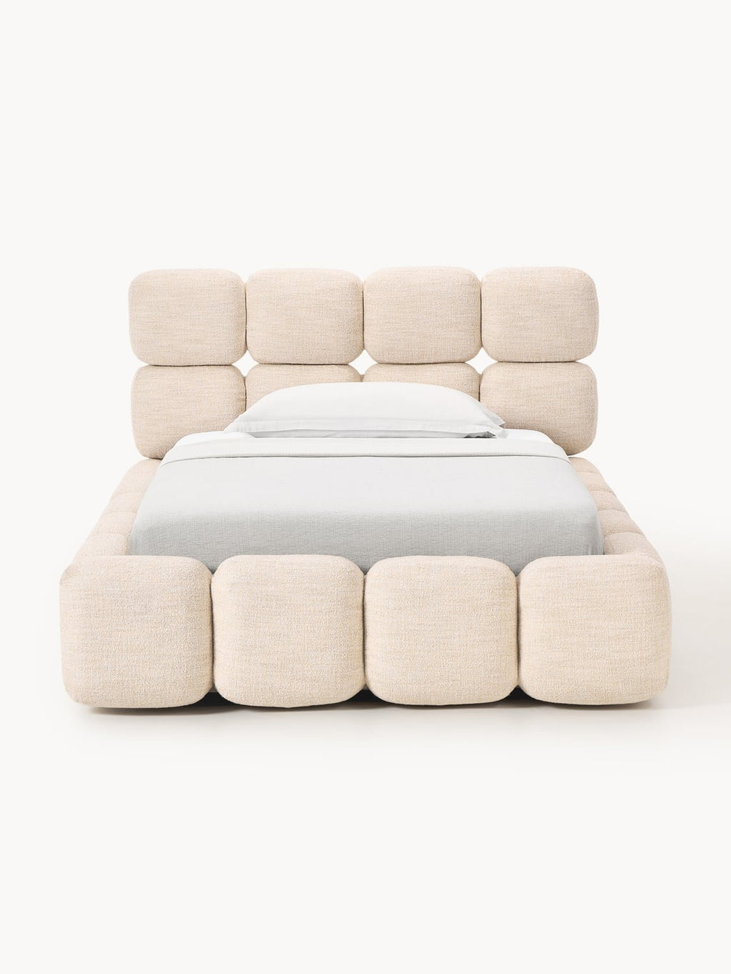 Tayla Single Bed in Teddy Bouclé — Cream