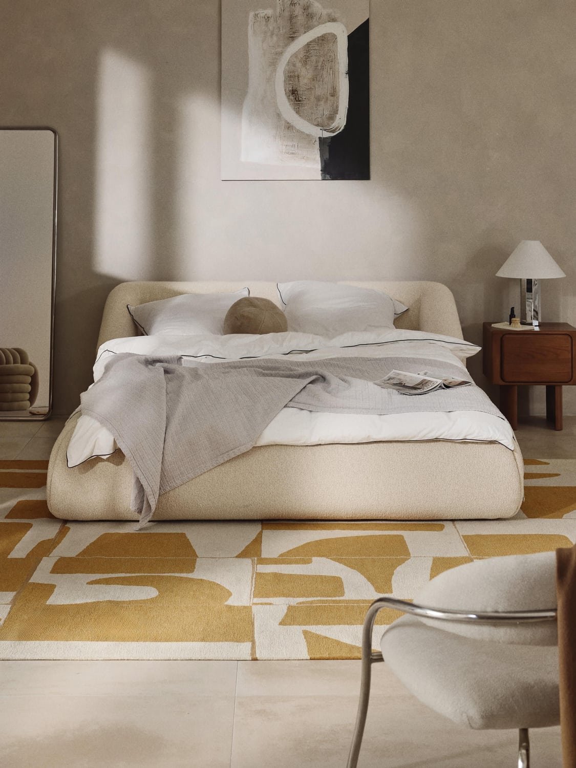 Sofia Bouclé Upholstered Bed — Off-White