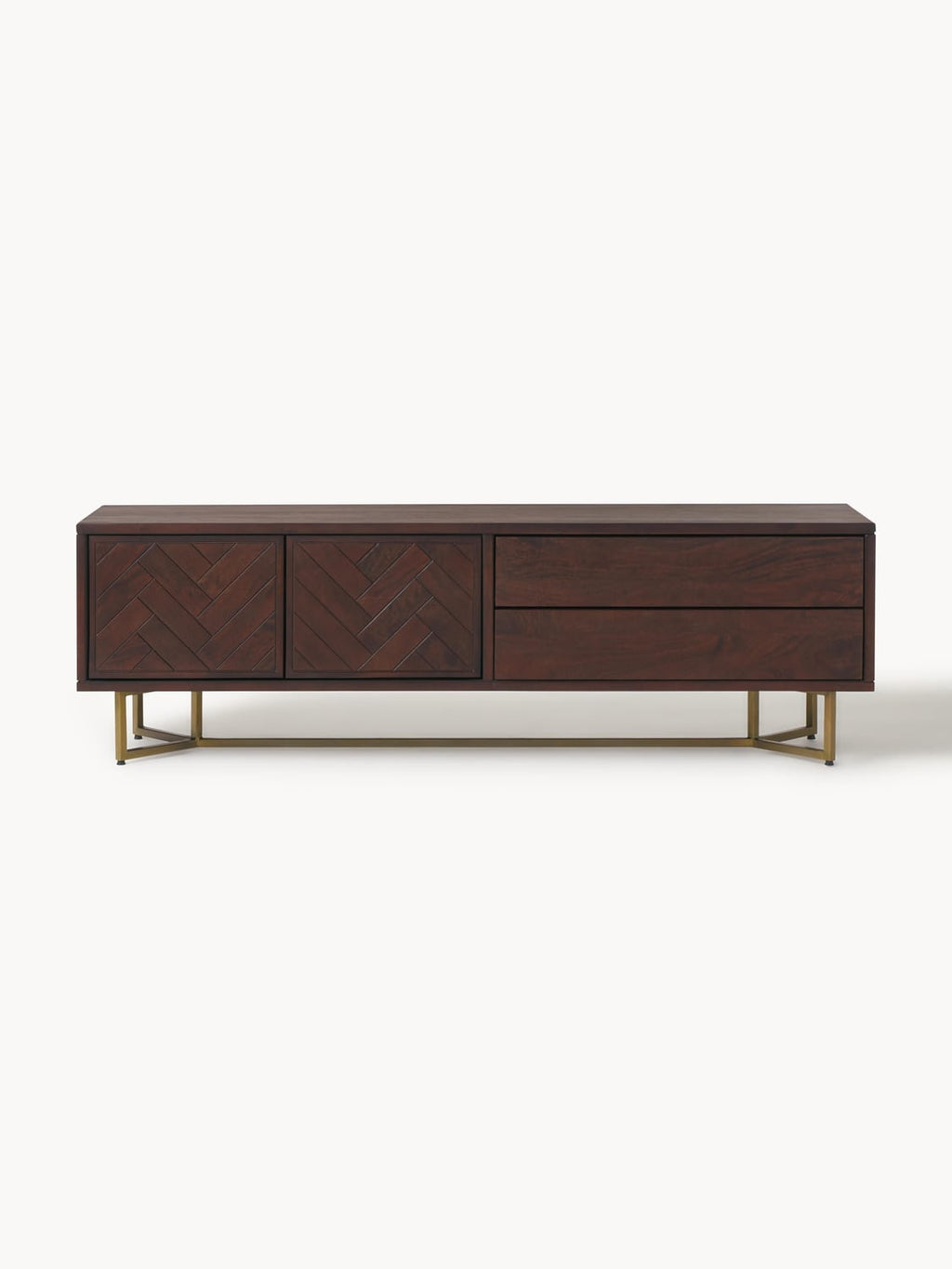 Luca Lowboard in Mango Wood with Herringbone Pattern