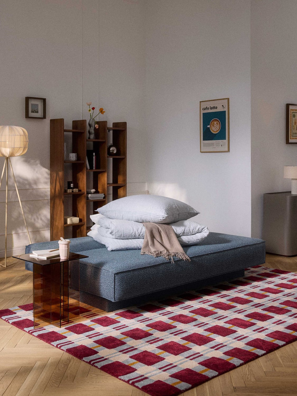 David Bouclé-Sofa Bed with Storage — Petrol