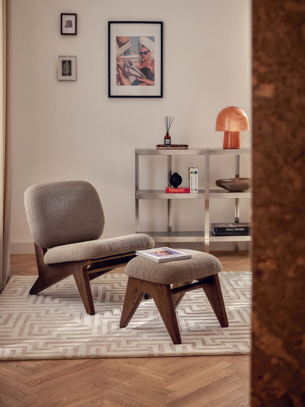 Shenay Bouclé Lounge Chair in Ash