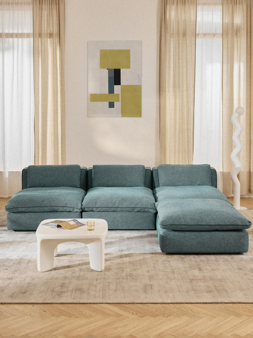 Felix Modular XL Sofa with Ottoman (left/right) — Teal