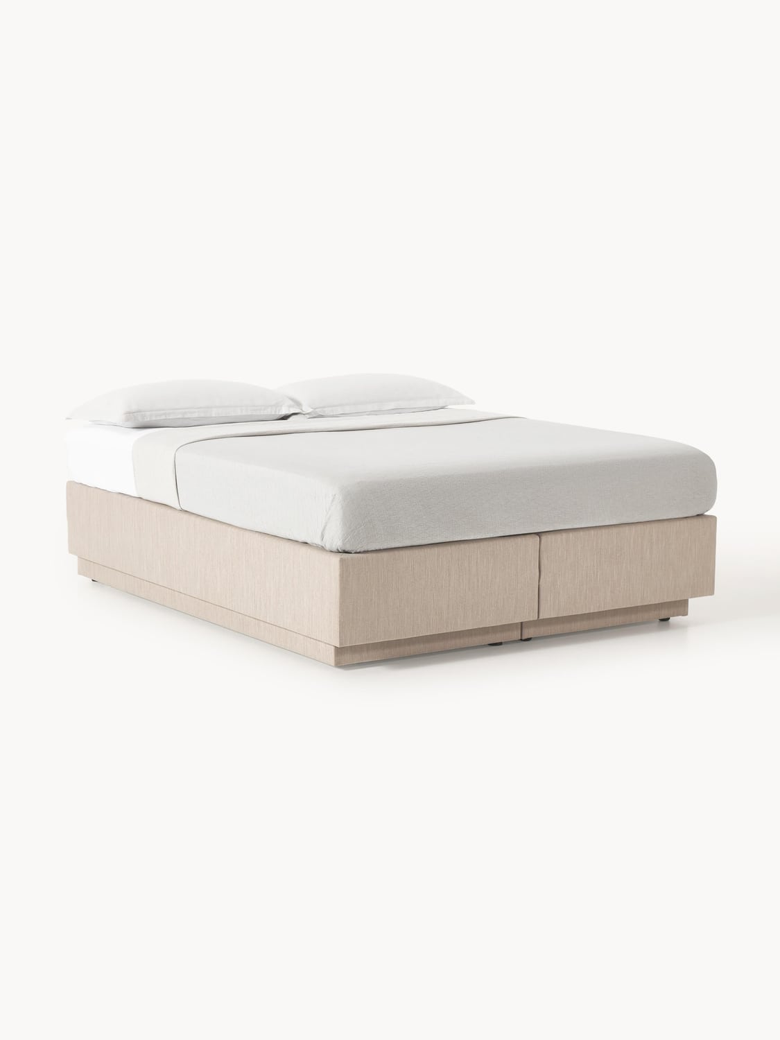 Enya Box-Spring Bed with Storage — Light Grey