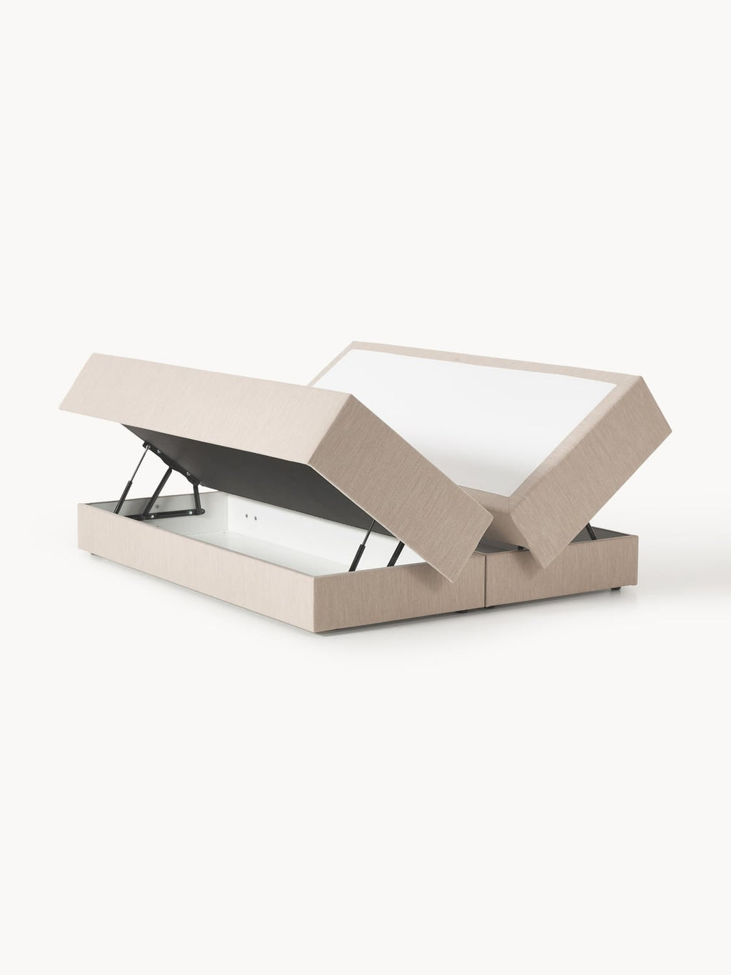 Enya Box-Spring Bed with Storage — Light Grey
