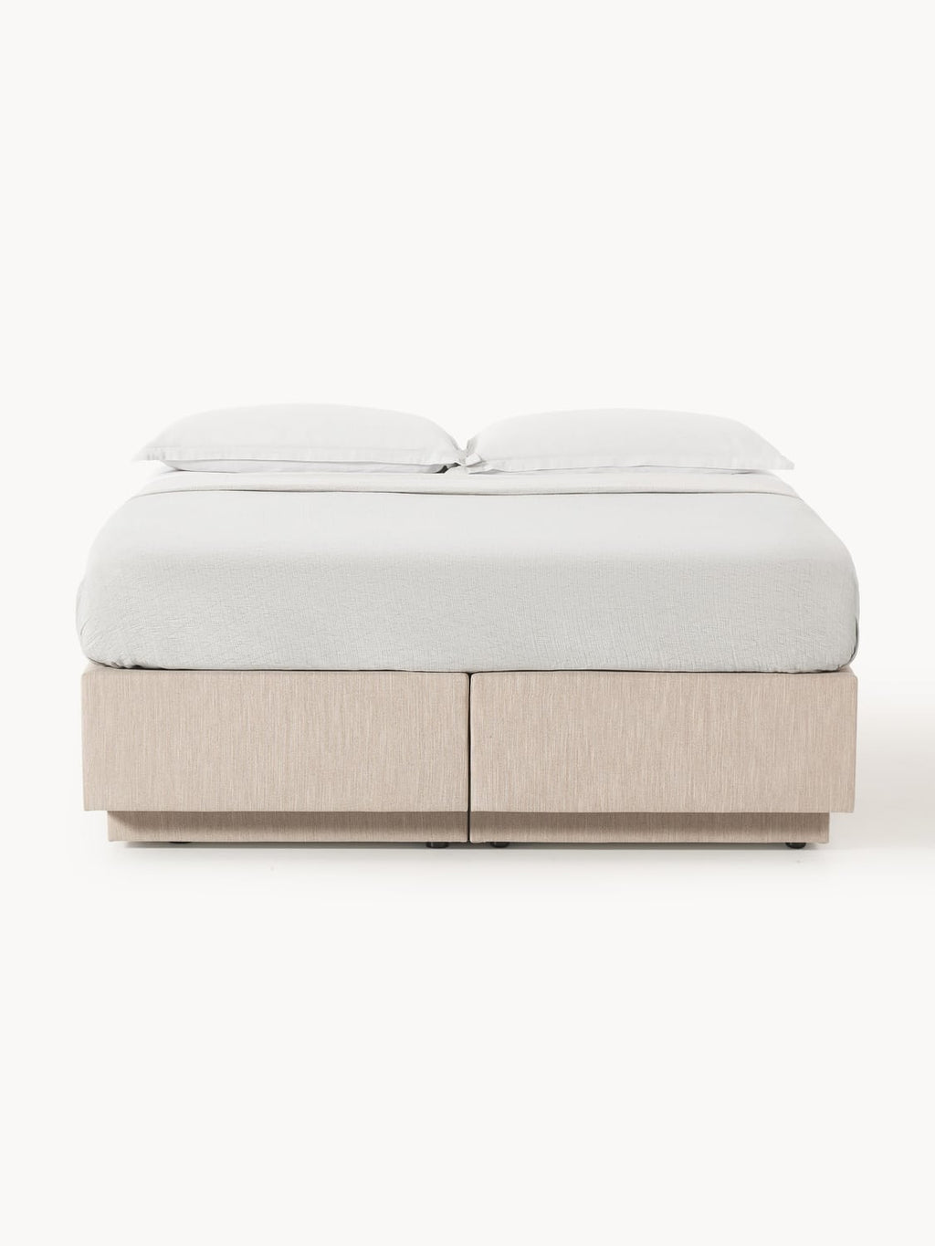 Enya Box-Spring Bed with Storage — Light Grey
