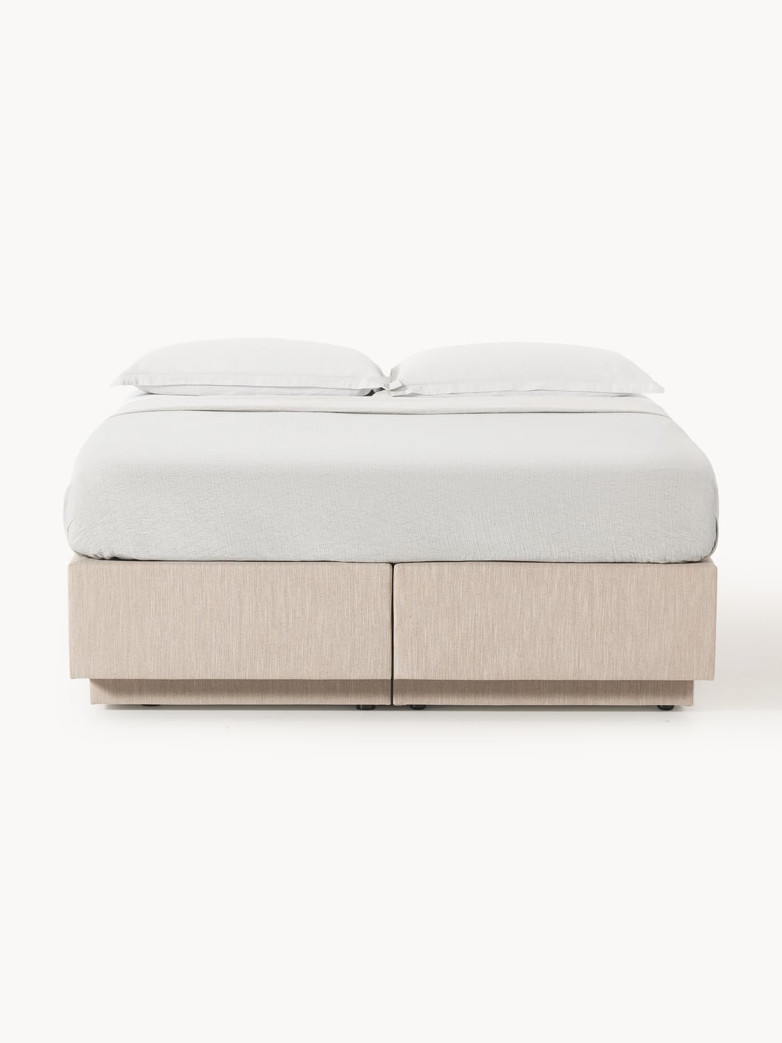 Enya Box-Spring Bed with Storage — Light Grey