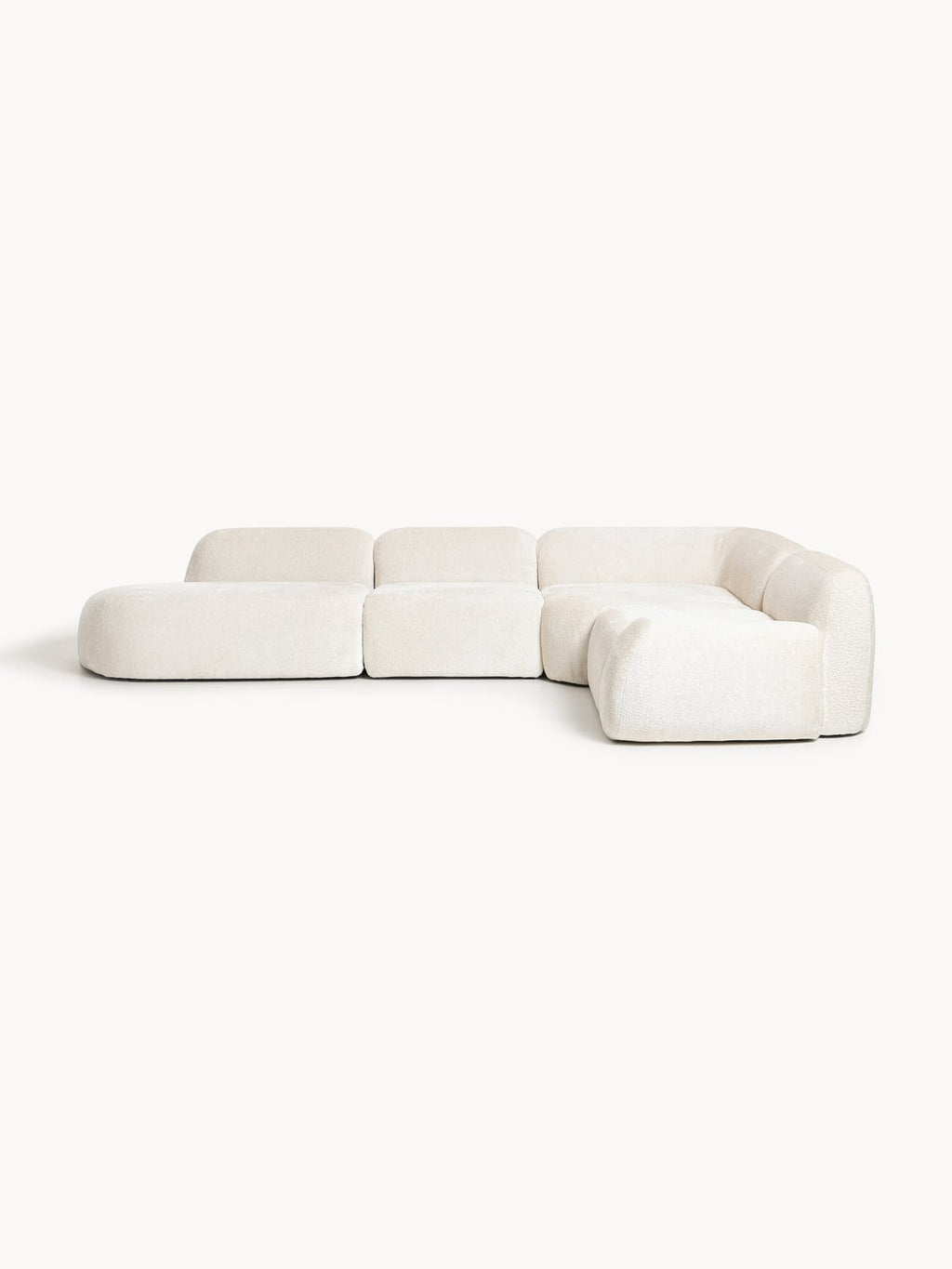 Wolke XL Modular Teddy Bouclé Corner Sofa with Chaise Longue — Off-White