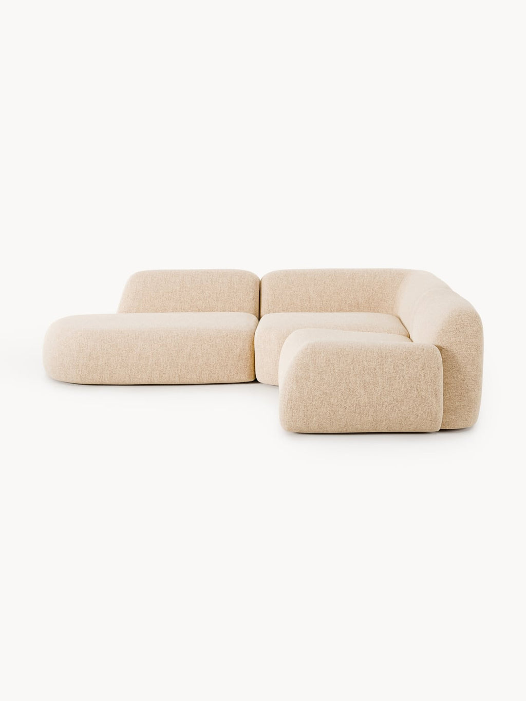 Wolke Modular Bouclé Corner Sofa (4-seater) with Chaise Longue — Beige