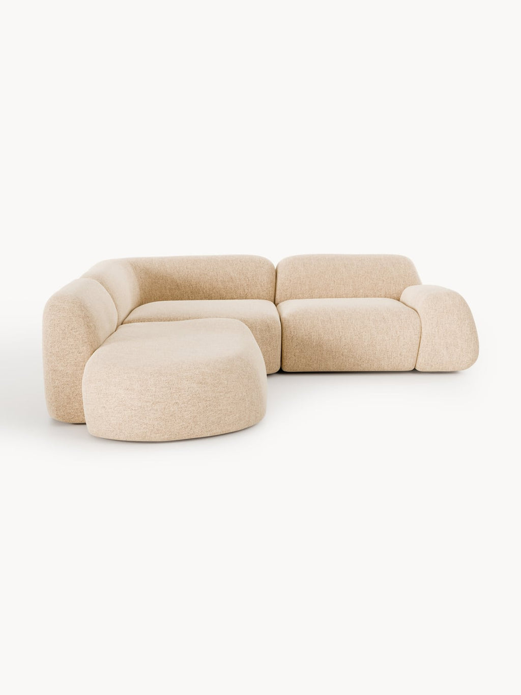 Wolke Modular Bouclé Corner Sofa (4-seater) with Chaise Longue — Beige