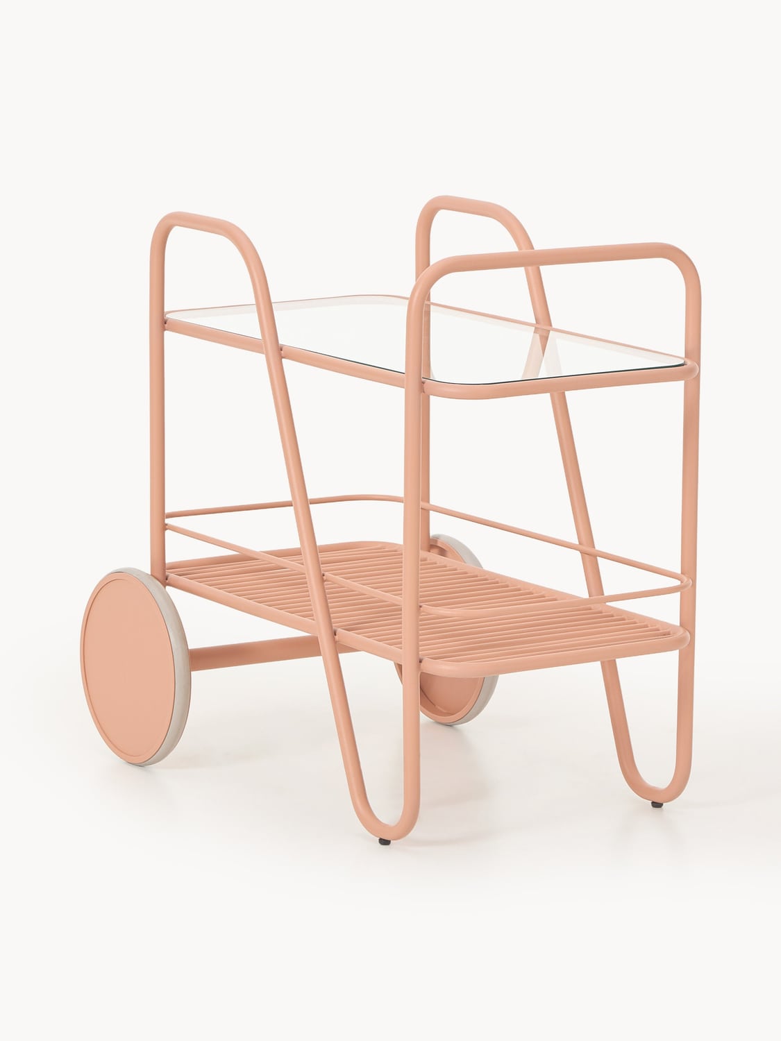 Giovanni Metal Serving Trolley with Glass Top — Blush