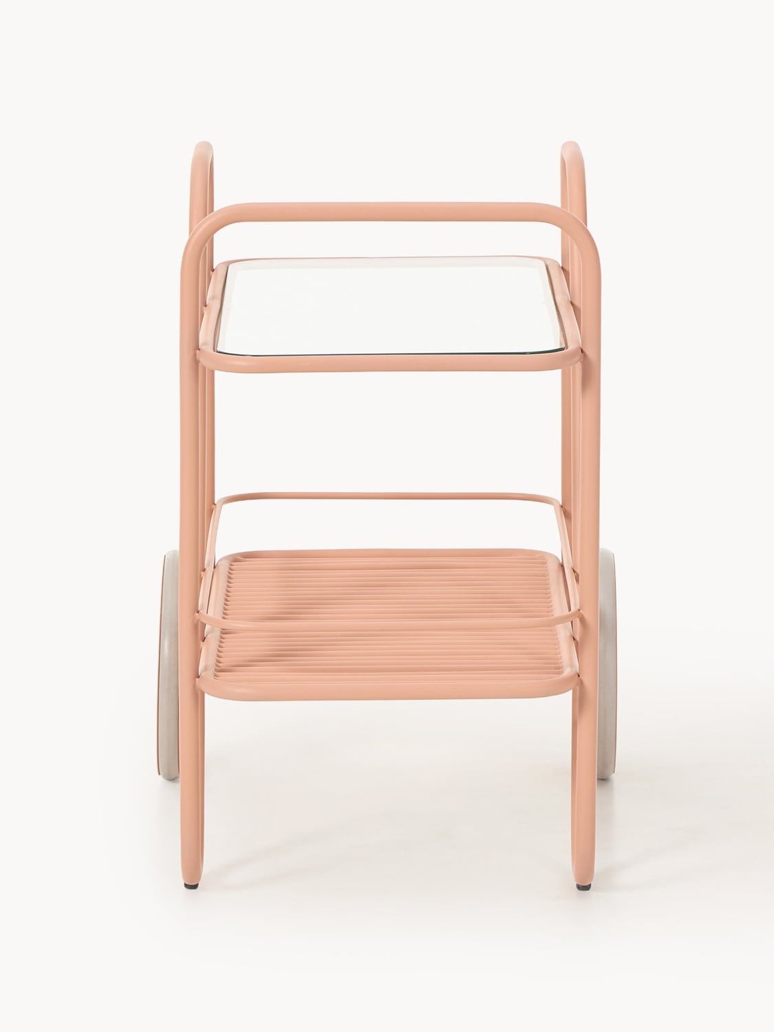 Giovanni Metal Serving Trolley with Glass Top — Blush