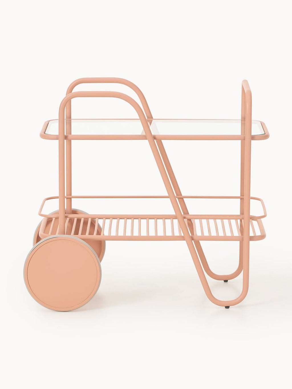 Giovanni Metal Serving Trolley with Glass Top — Blush