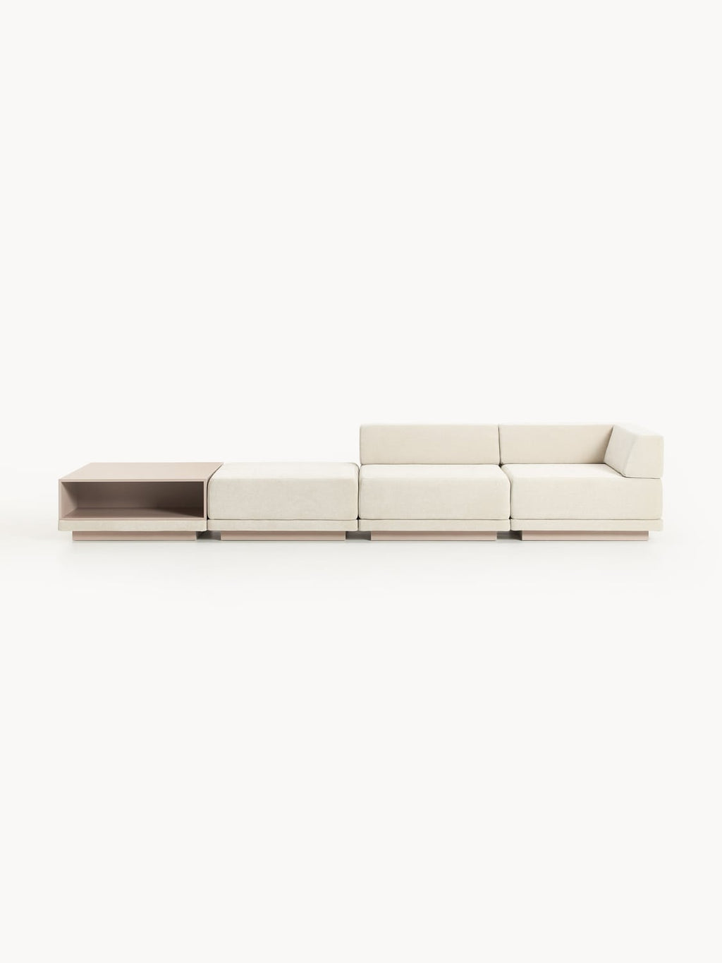Colin Modular Sofa (4-seater) with Coffee Table & Ottoman — Blush
