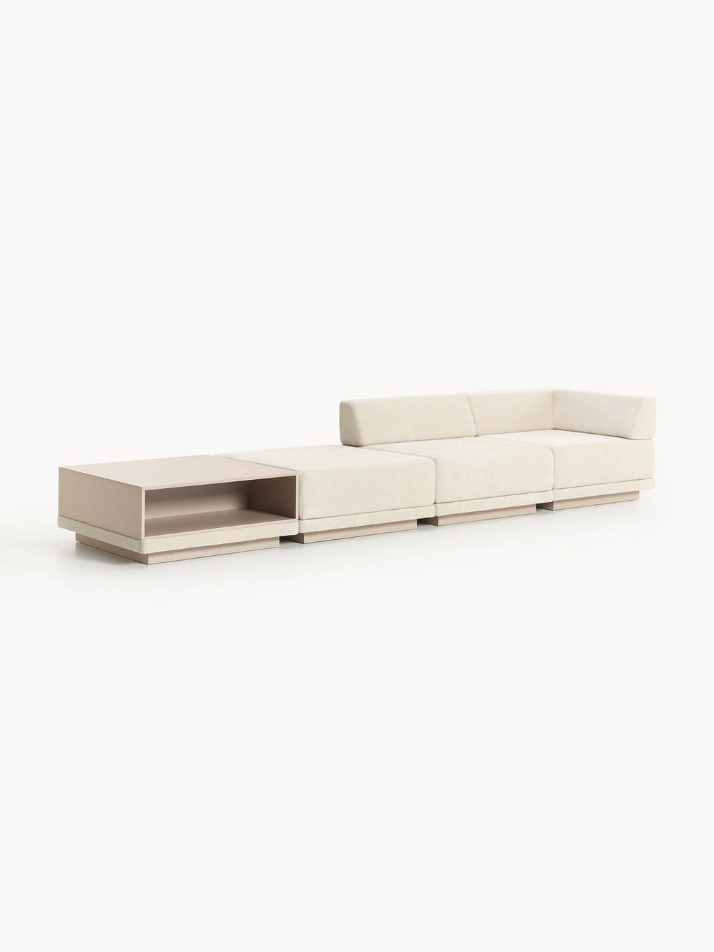 Colin Modular Sofa (4-seater) with Coffee Table & Ottoman — Blush