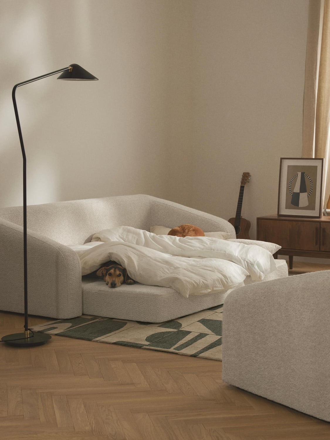 Eliot Sofa Bed (3-seater) in Teddy Bouclé — Off-White