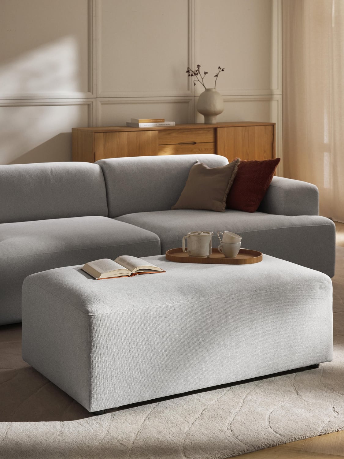 Melva XL Sofa Ottoman, B 116 x T 72 cm — Lilac