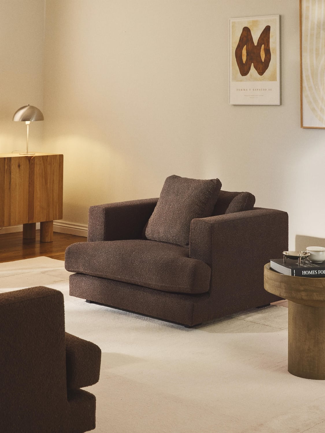 Tribeca Bouclé Armchair — Brown