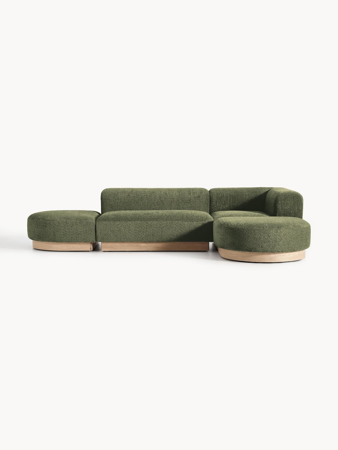 Natalie Modular Corner Sofa in Teddy Bouclé — Olive