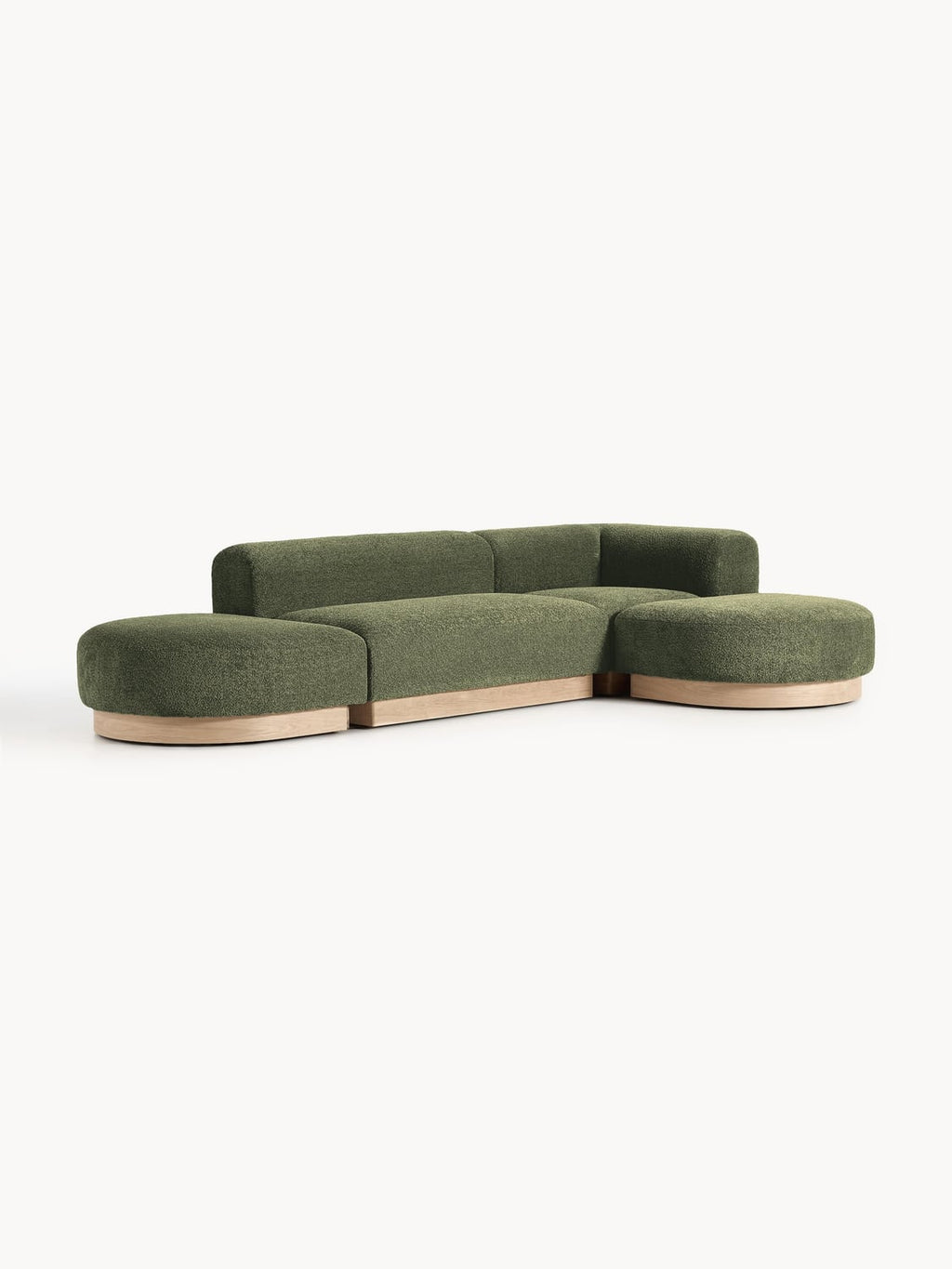 Natalie Modular Corner Sofa in Teddy Bouclé — Olive