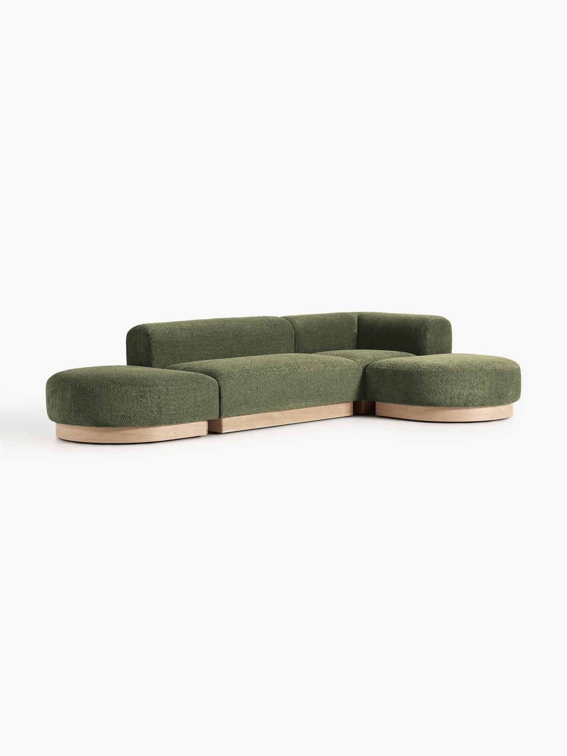 Natalie Modular Corner Sofa in Teddy Bouclé — Olive