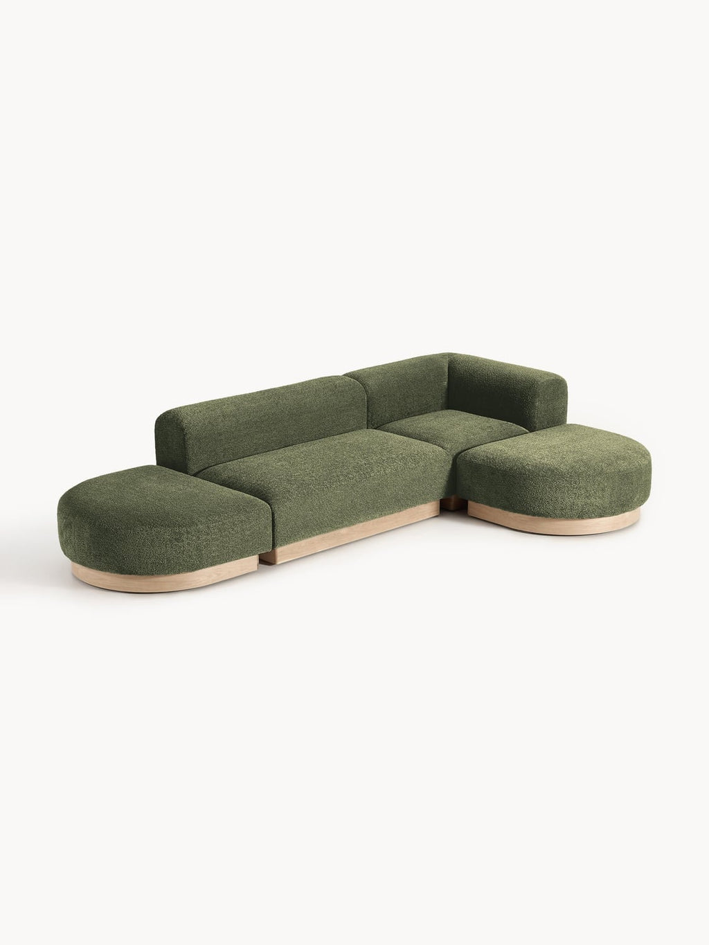 Natalie Modular Corner Sofa in Teddy Bouclé — Olive