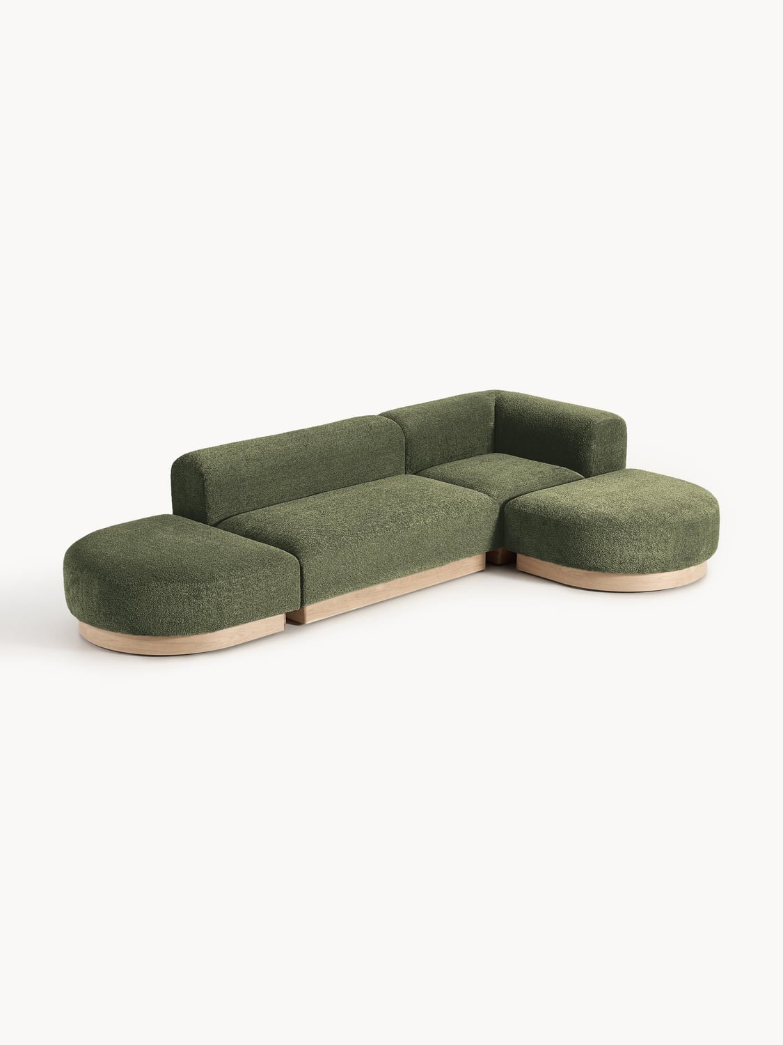 Natalie Modular Corner Sofa in Teddy Bouclé — Olive