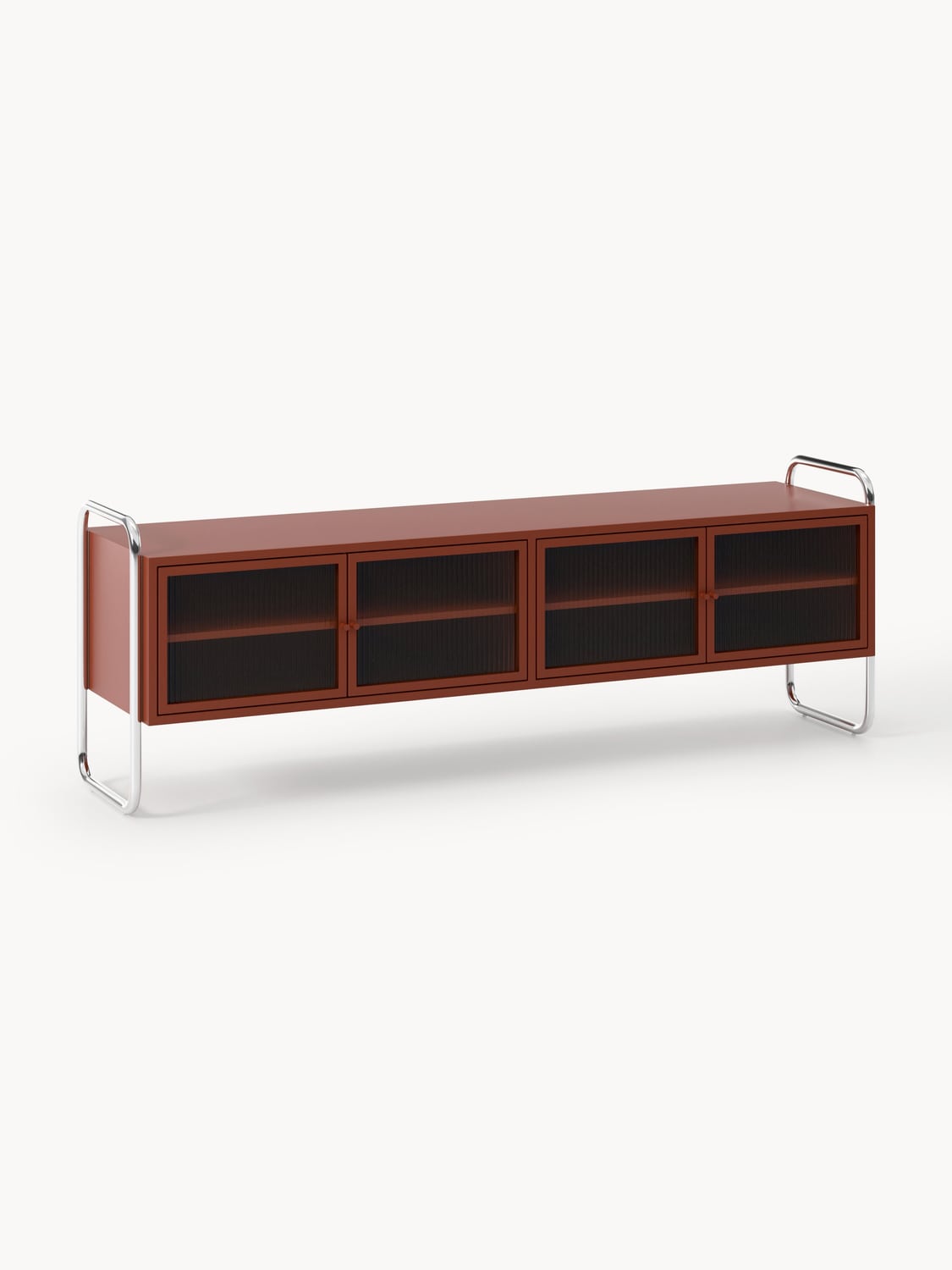 Robyn Metal-Lowboard with Glass-Front — Dark Grey