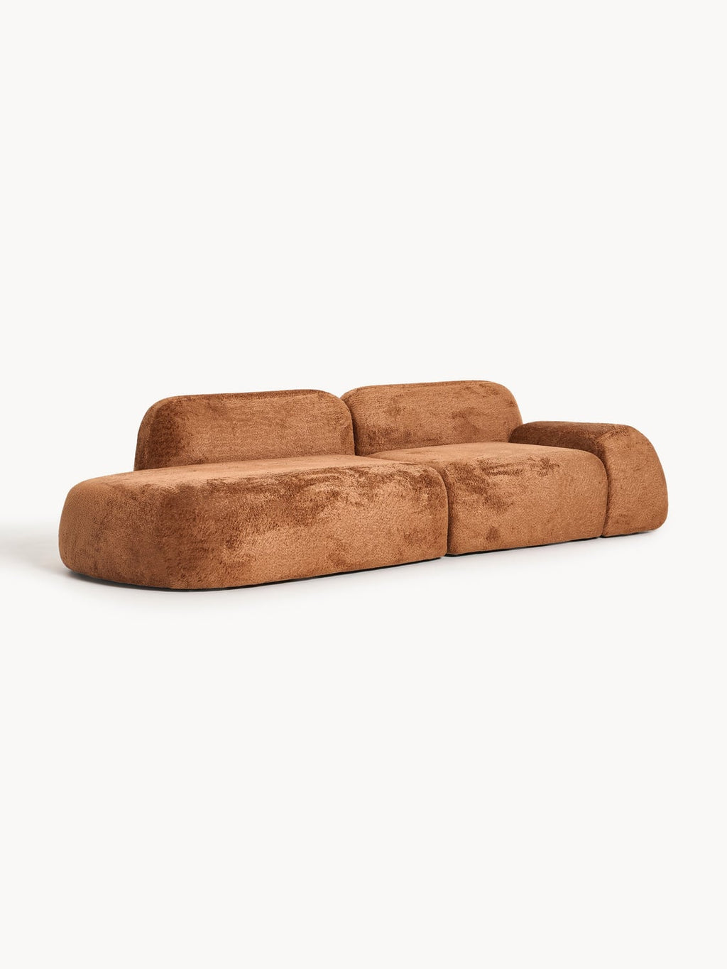 Wolke Modular Teddy Bouclé-Chaise (3-seater) — Terracotta