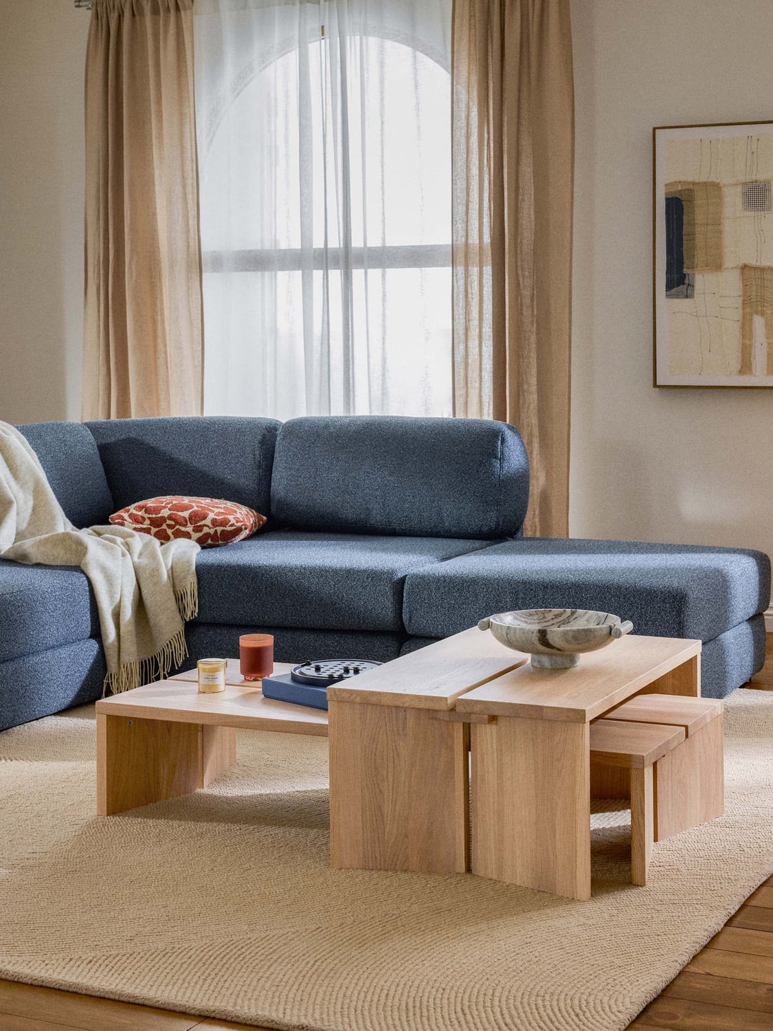 Amad Coffee Tables in Oak, set of 2 — Oatmeal