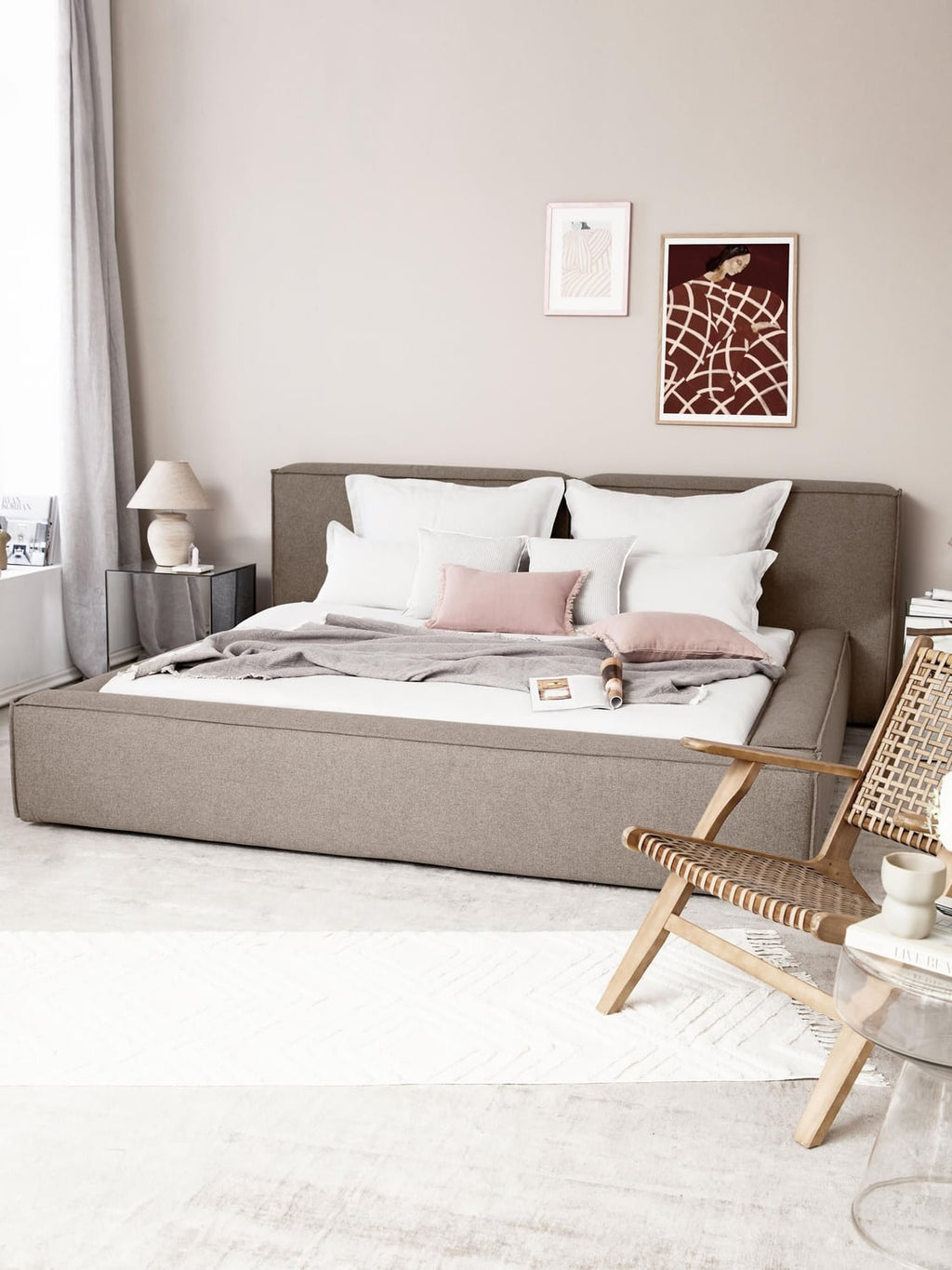 Lennon Upholstered Bed — Sage