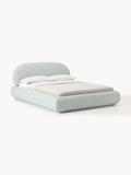 Alba Bouclé Upholstered Bed with Storage — Light Grey