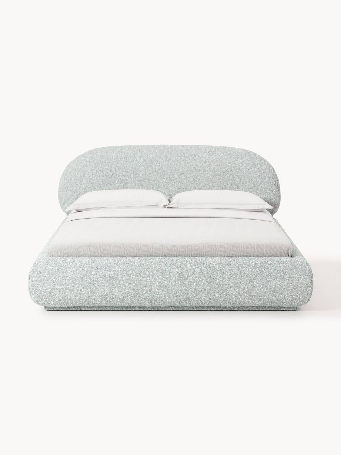 Alba Bouclé Upholstered Bed with Storage — Light Grey