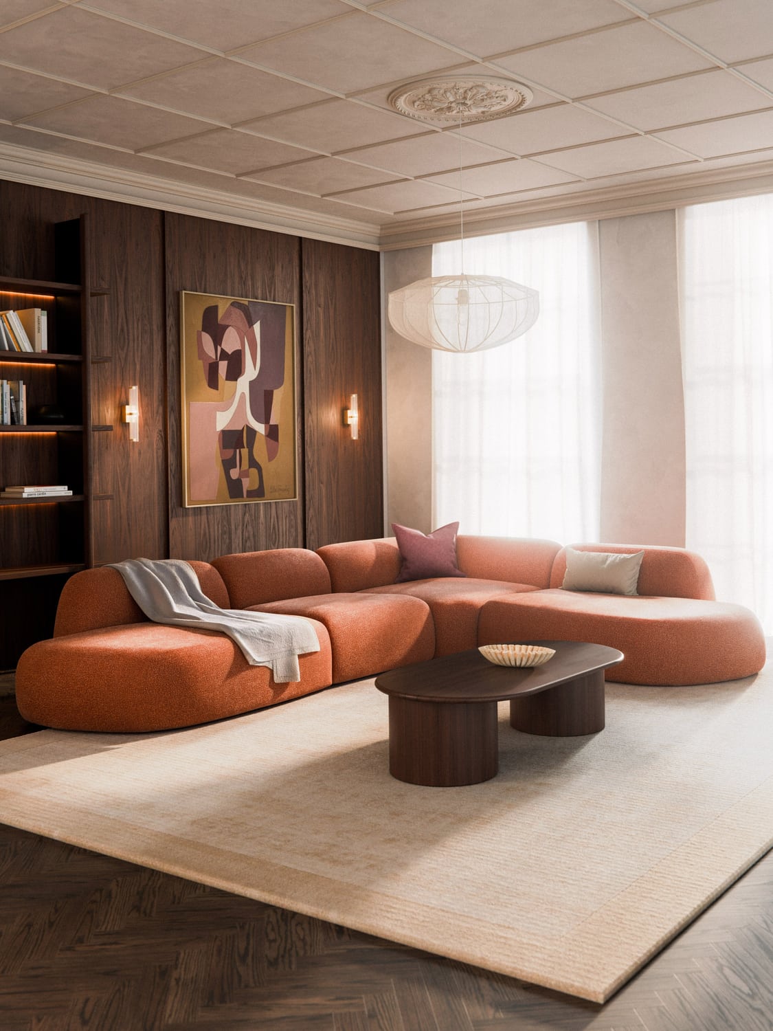 Wolke Modular XL Corner Sofa with Chaise Longue — Camel