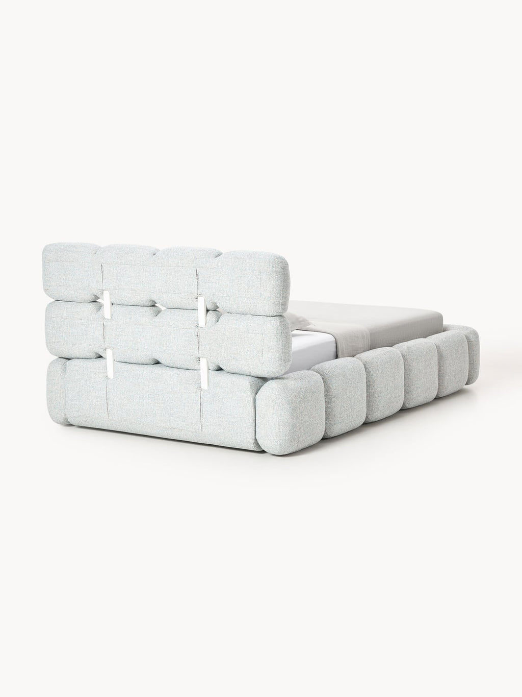 Tayla Single Bed in Teddy Bouclé — Light Grey