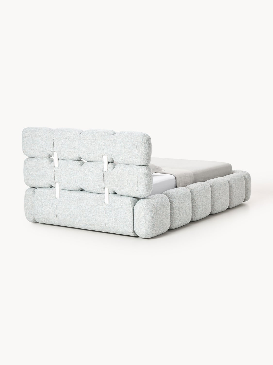Tayla Single Bed in Teddy Bouclé — Light Grey