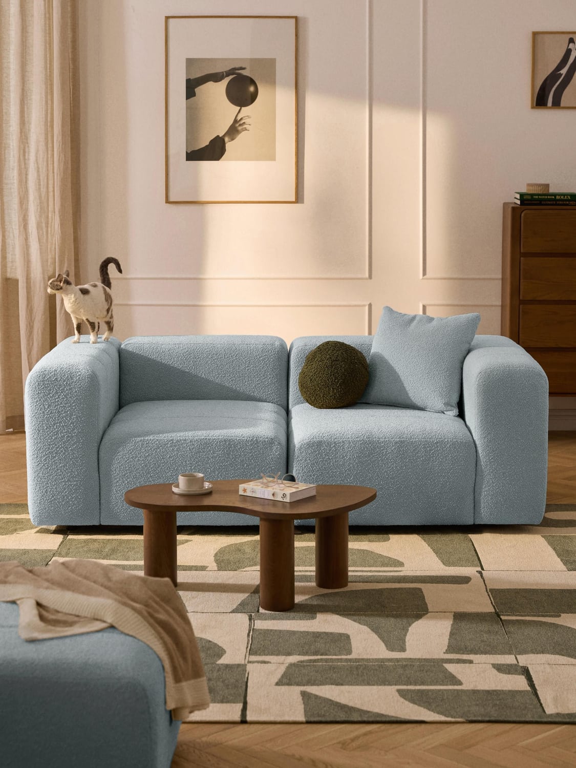 Lena Modular Bouclé Sofa (3-seater) — Lilac