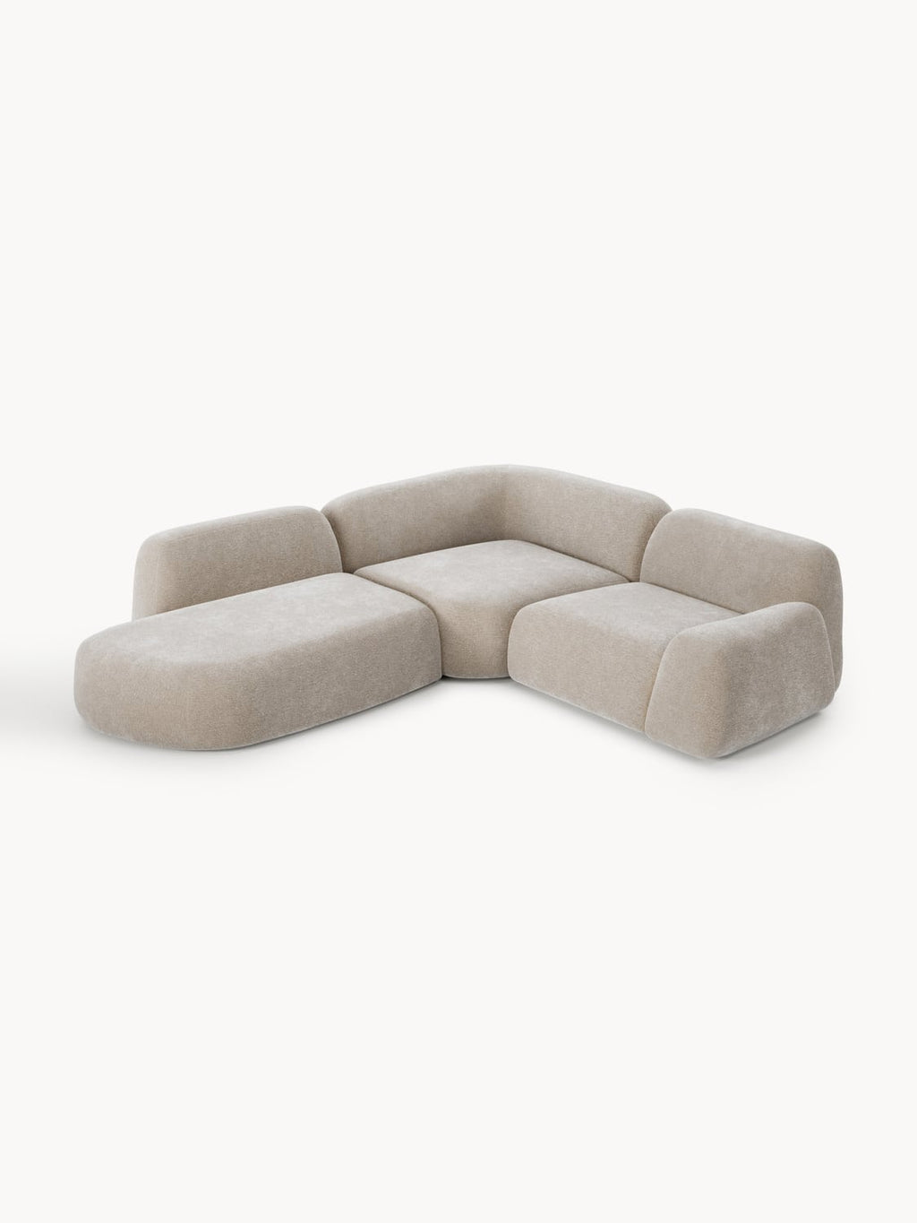 Wolke Modular Corner Sofa (4-seater) with Chaise Longue — Sand Beige