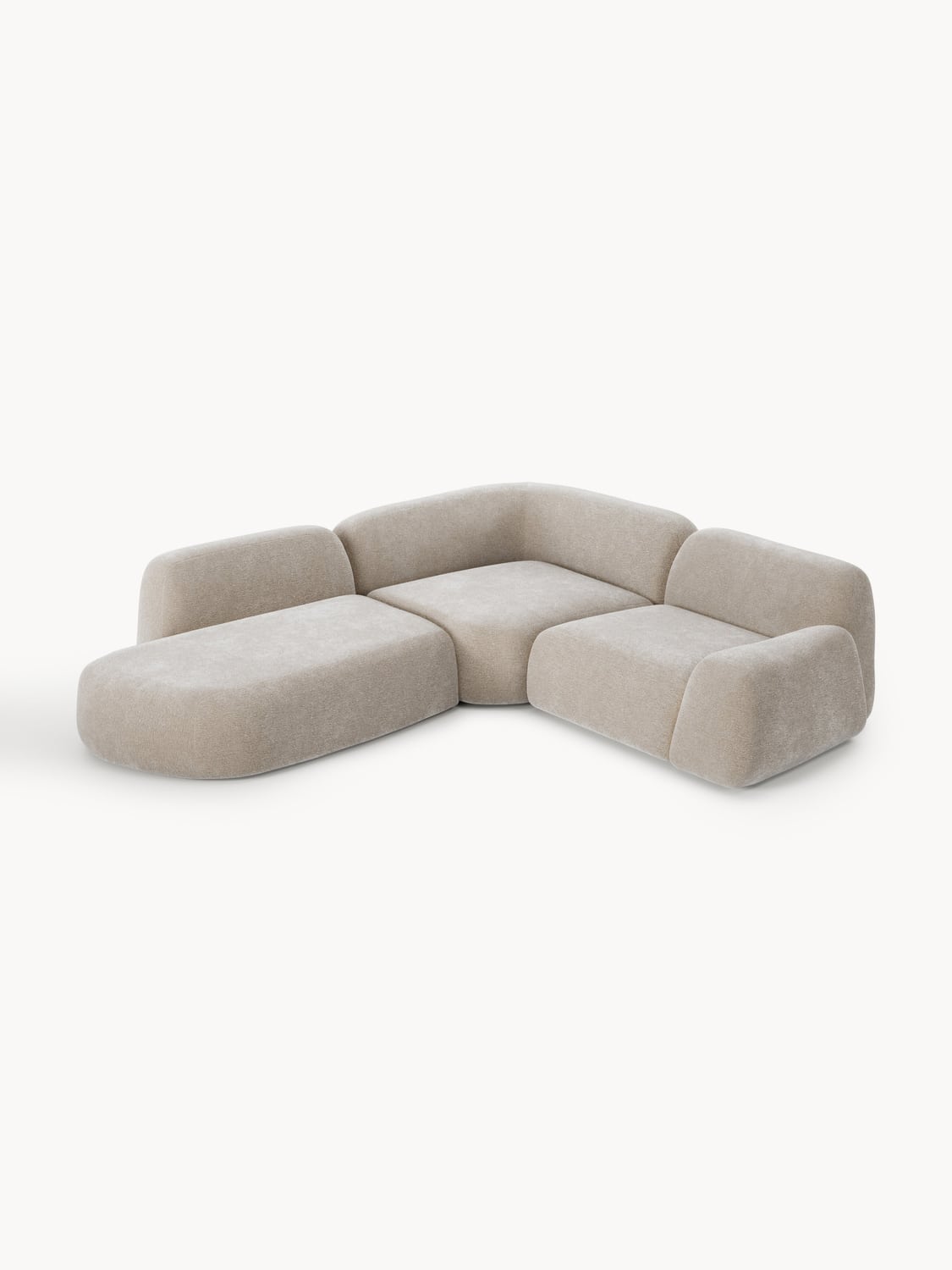 Wolke Modular Corner Sofa (4-seater) with Chaise Longue — Sand Beige