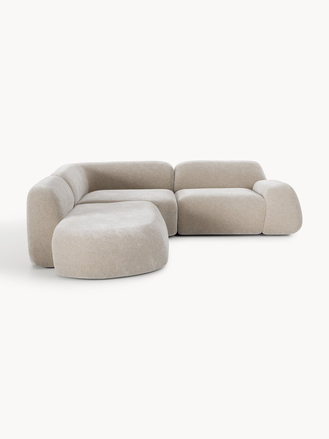 Wolke Modular Corner Sofa (4-seater) with Chaise Longue — Sand Beige