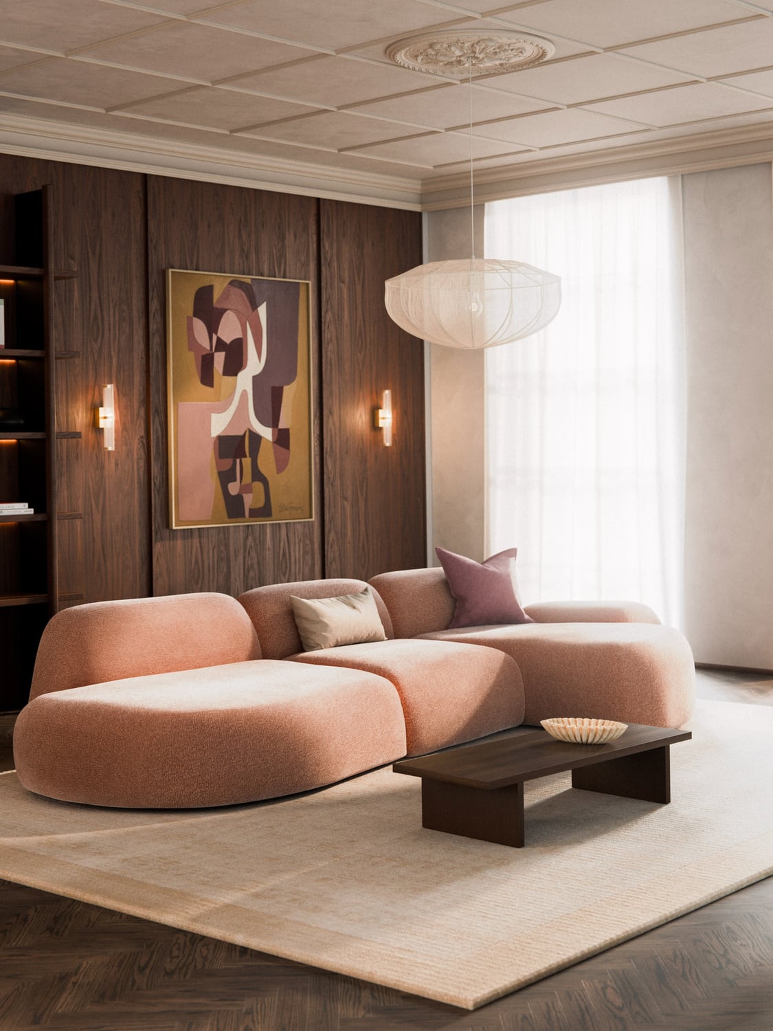 Wolke Modular Corner Sofa (4-seater) with Chaise Longue — Wheat