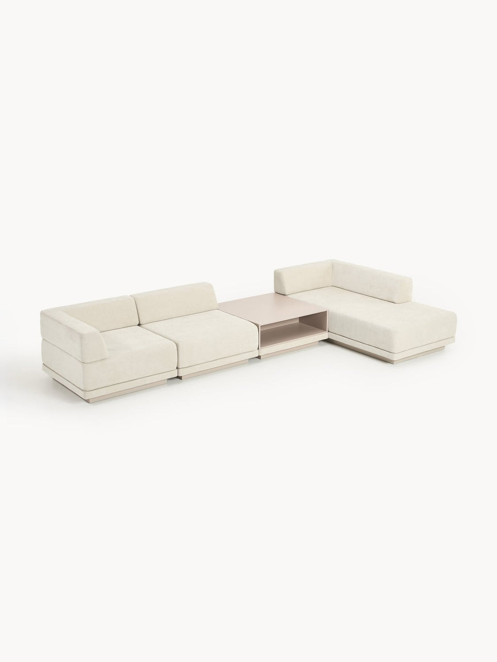 Colin Modular Corner Sofa (4-seater) with Coffee Table — Off-White