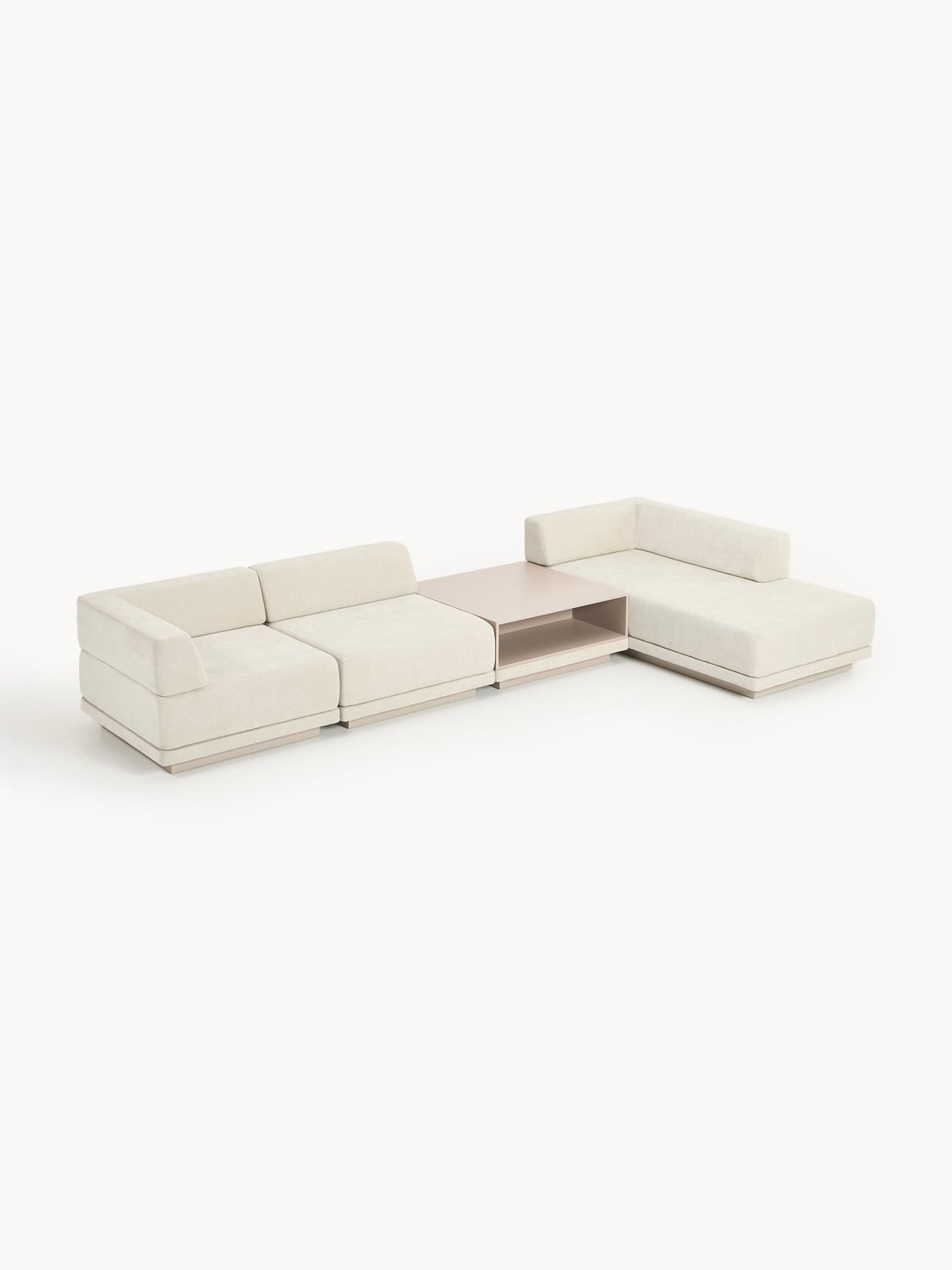 Colin Modular Corner Sofa (4-seater) with Coffee Table — Off-White