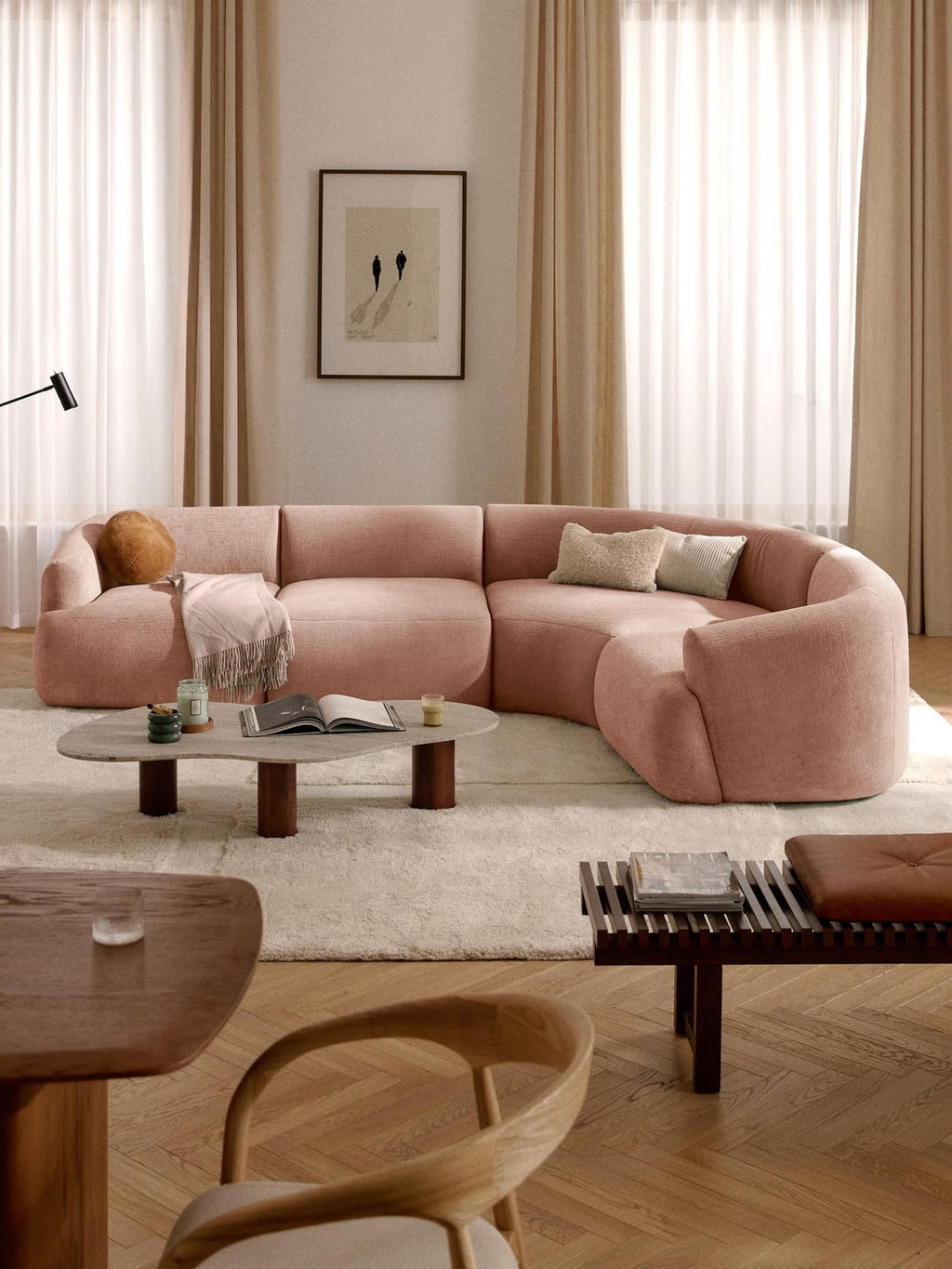 Sofia Modular Corner Sofa (4-seater) — Dusty Pink