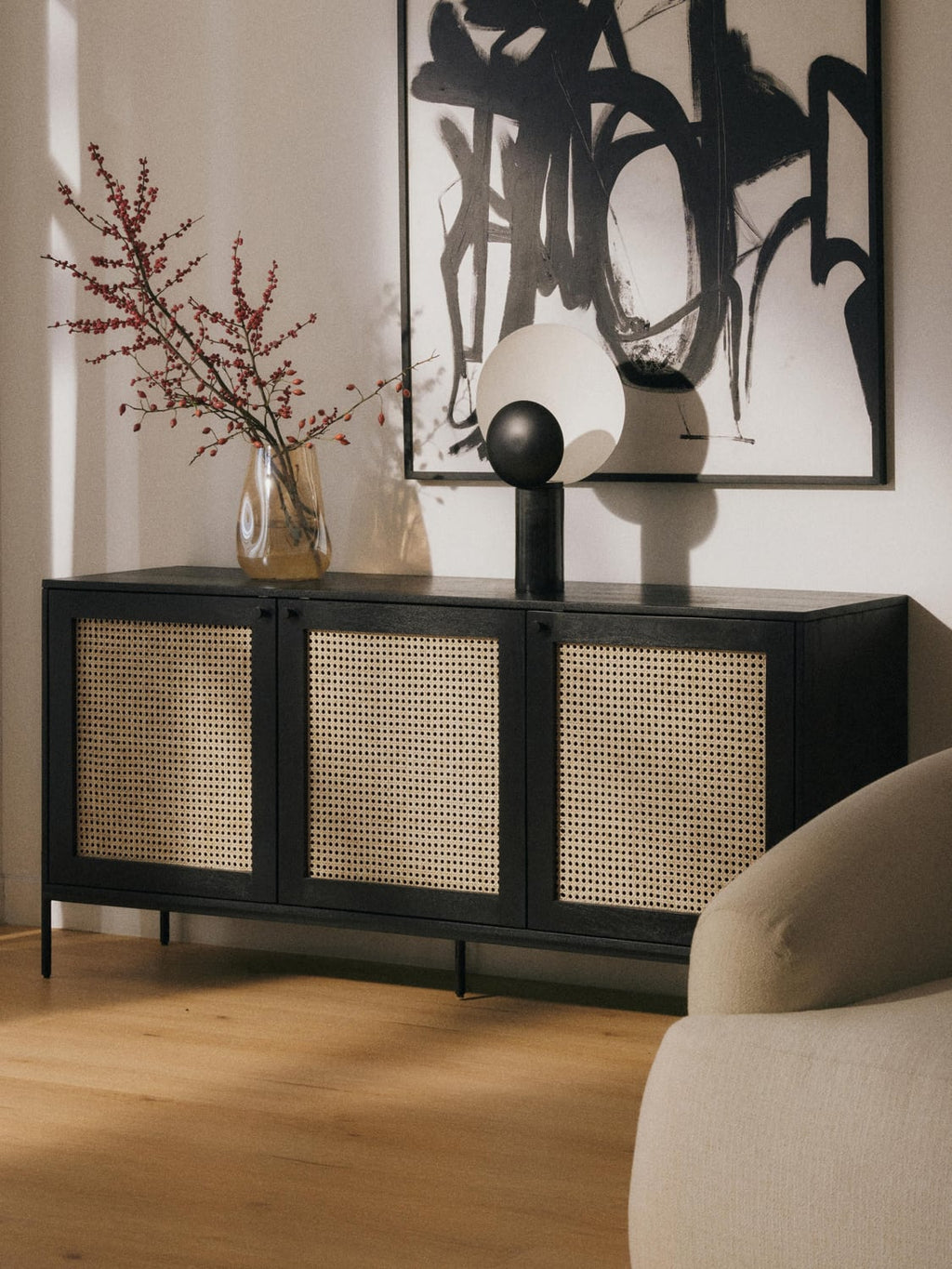 Vienna Sideboard with Viennese Cane — Dark Grey
