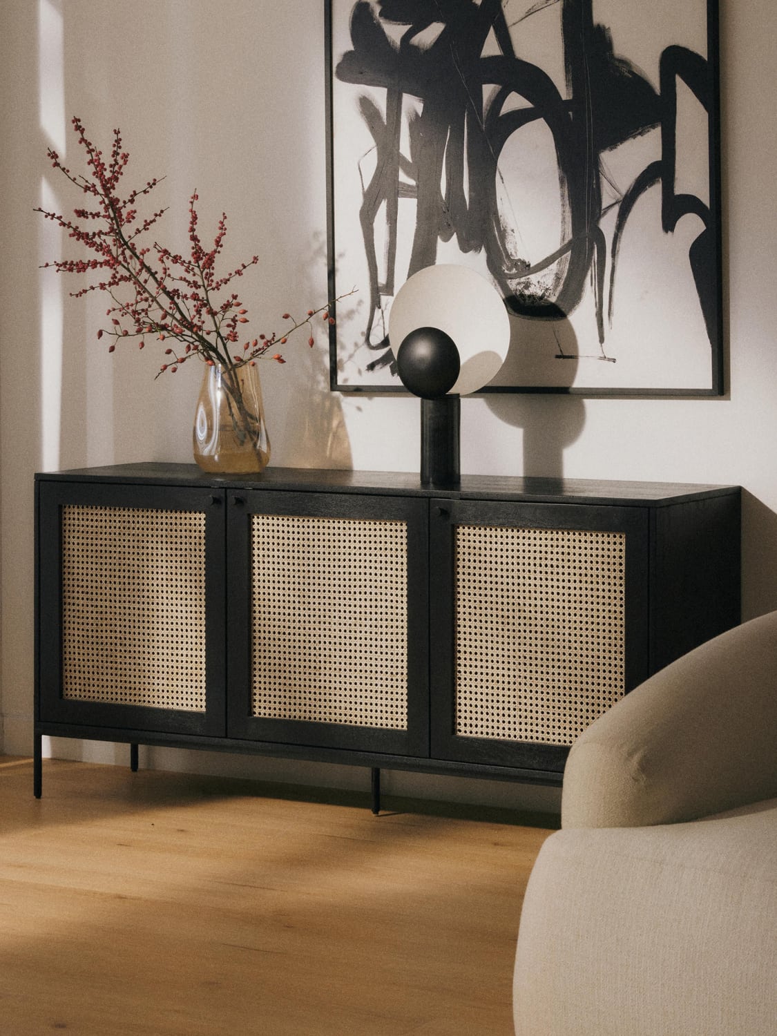 Vienna Sideboard with Viennese Cane — Dark Grey