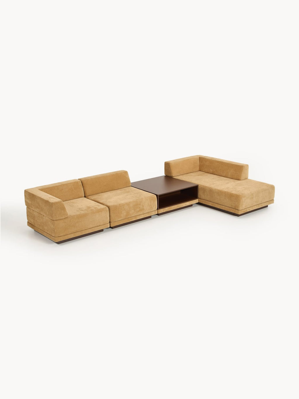Colin Modular Corner Sofa (4-seater) with Coffee Table — Caramel