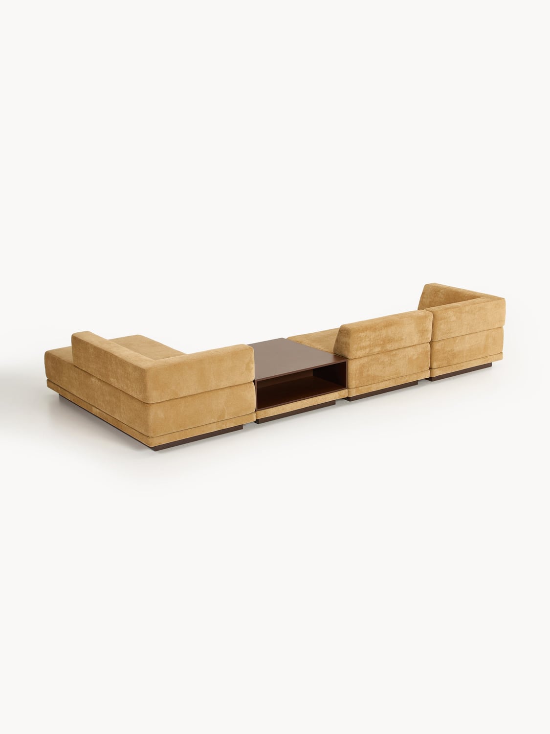 Colin Modular Corner Sofa (4-seater) with Coffee Table — Caramel